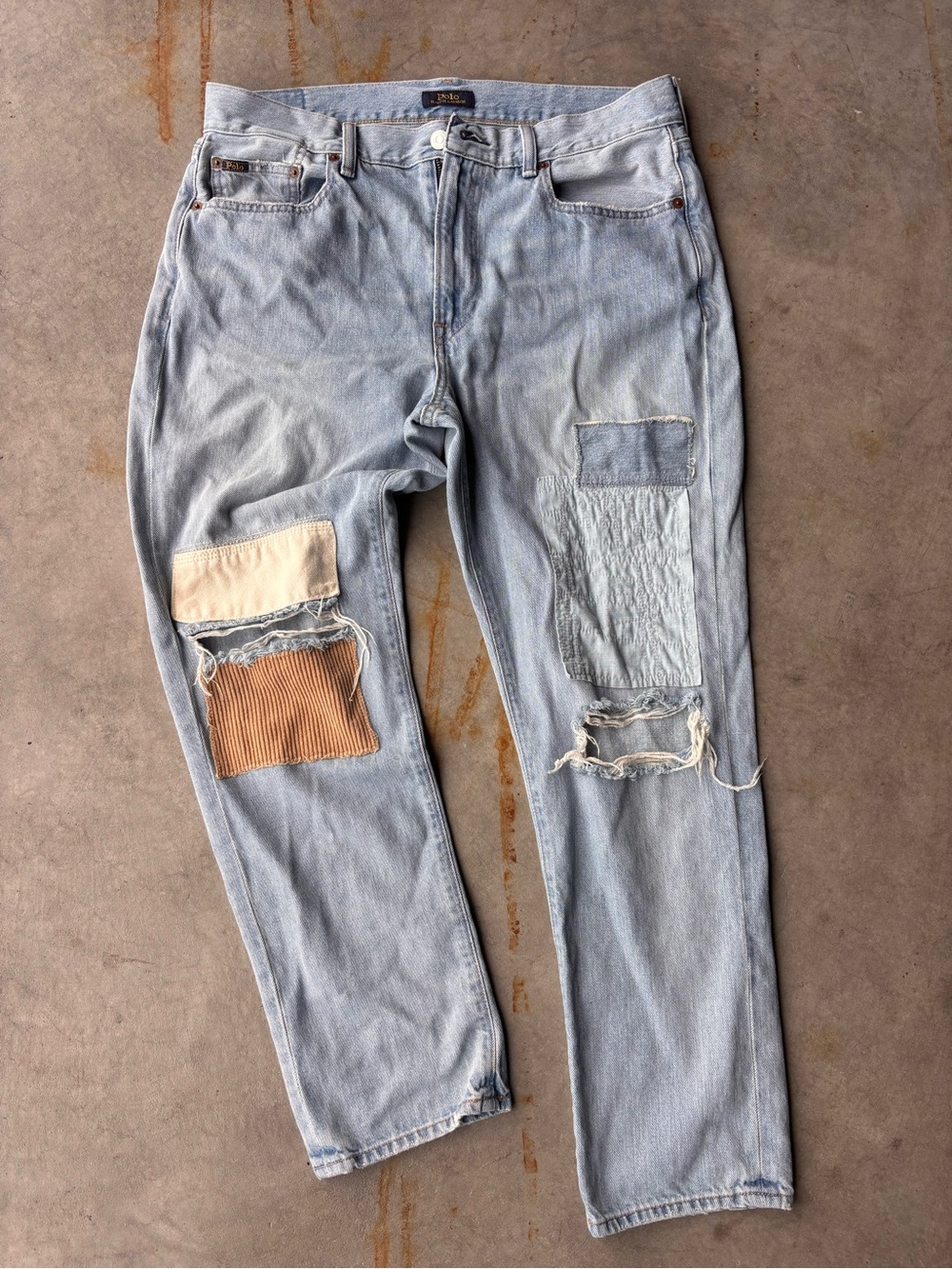 Polo Ralph Lauren Avery Boyfriend Patchwork Distressed Jeans Sz 28